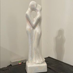 Elegant White Ceramic Couple Sculpture